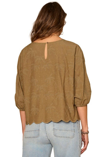 Palm Tree Embroidered Top