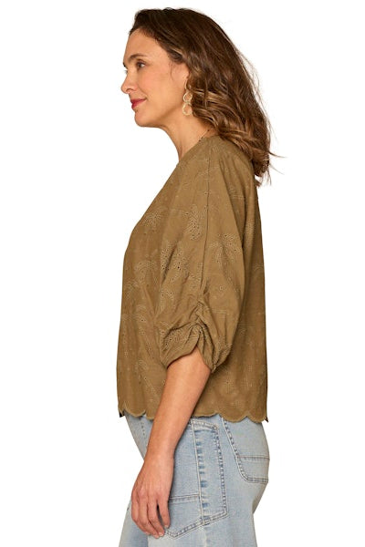 Palm Tree Embroidered Top