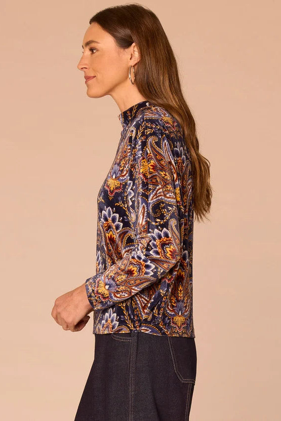 Abstract Print Batwing Sleeve Blouse