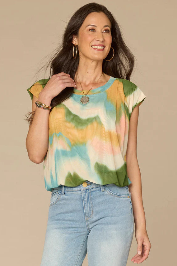 Pleated Cap Sleeve Top