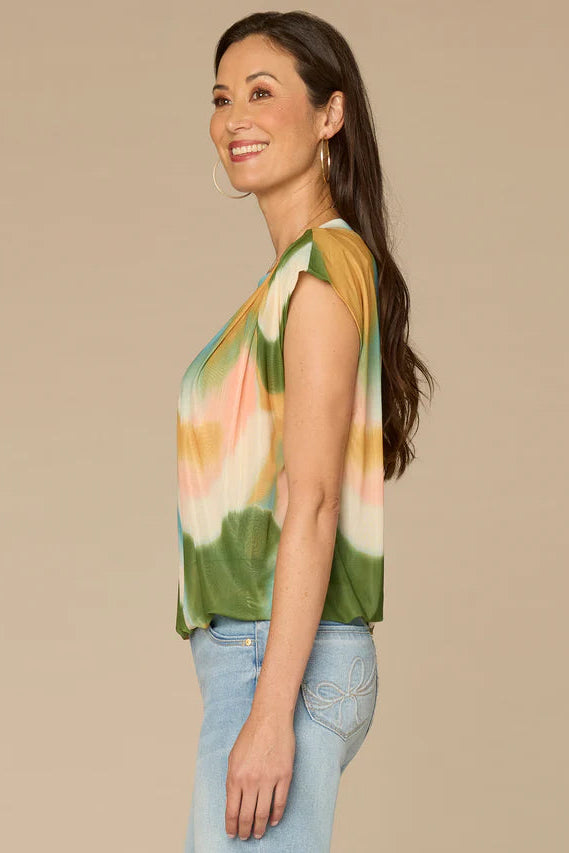 Pleated Cap Sleeve Top