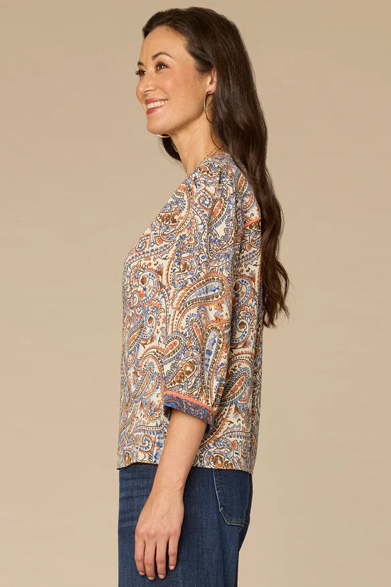 Notch Neck Print Top