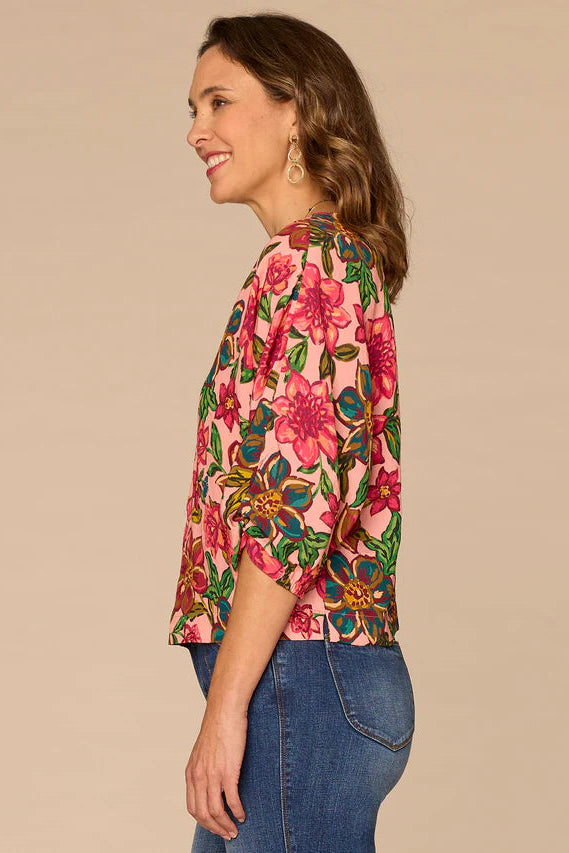 Floral Printed Kimono Sleeve Blouse