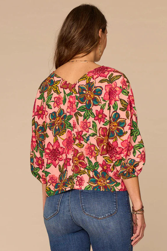Floral Printed Kimono Sleeve Blouse