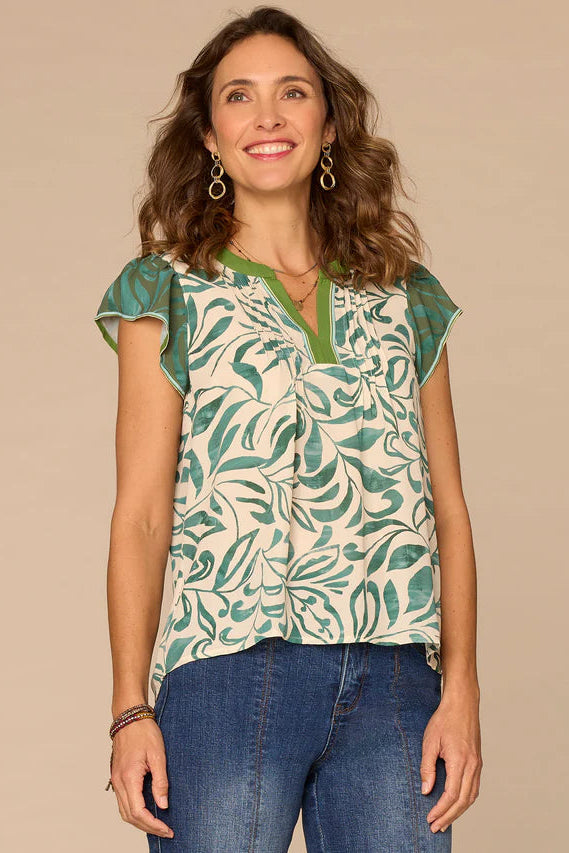 Flutter Cap Print Top