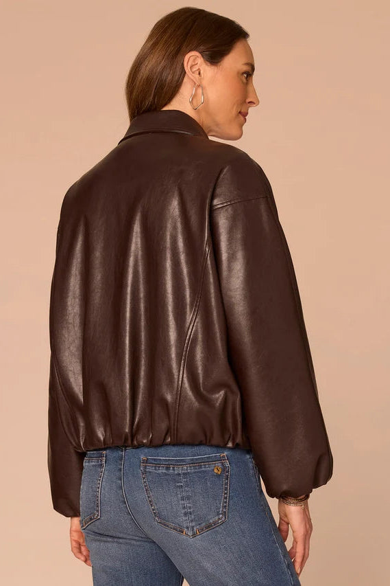 Raglan Sleeve Pleather Bomber Jacket