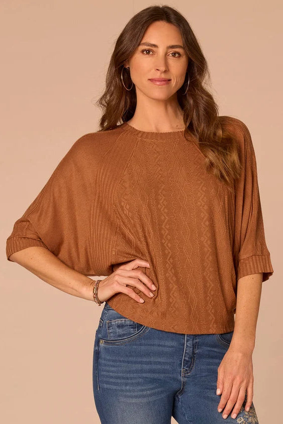 Dolman Sleeve Mixed Media Sweater