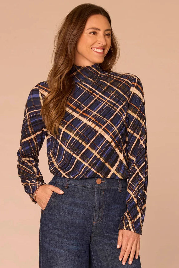 Abstract Print Turtleneck Blouse