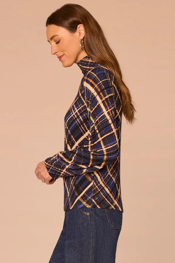 Abstract Print Turtleneck Blouse
