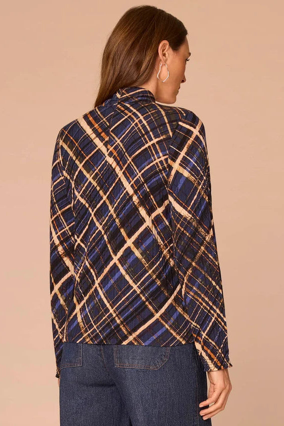 Abstract Print Turtleneck Blouse