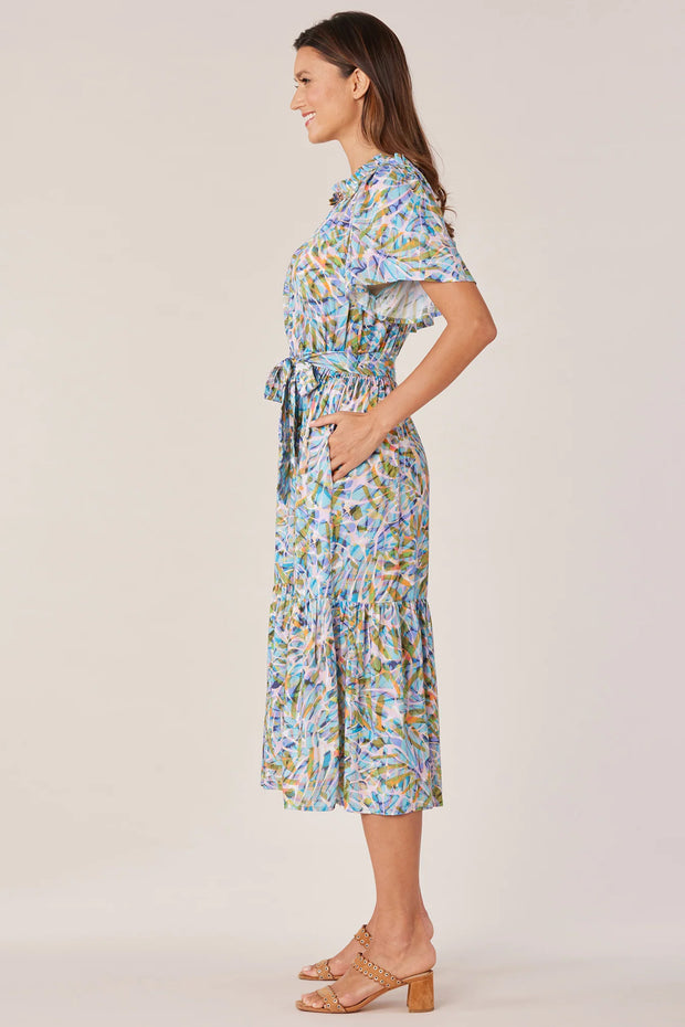 Short Bell Sleeve Printed Woven Dress