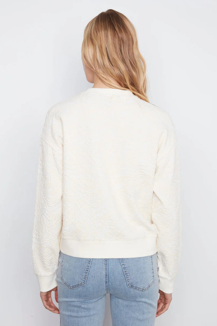 Drop Sleeve Floral Textured Sweatshirt