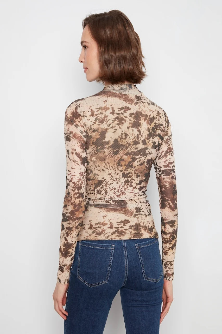 Fitted Long Sleeve Mesh Top