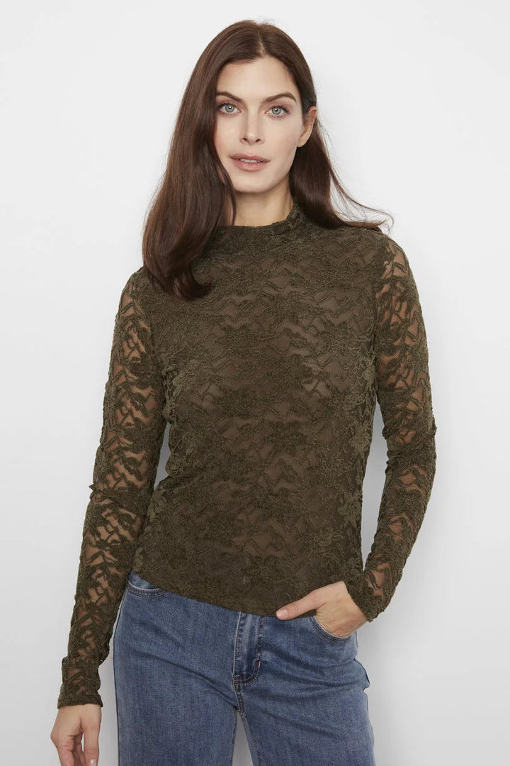 Flocked Lace Top