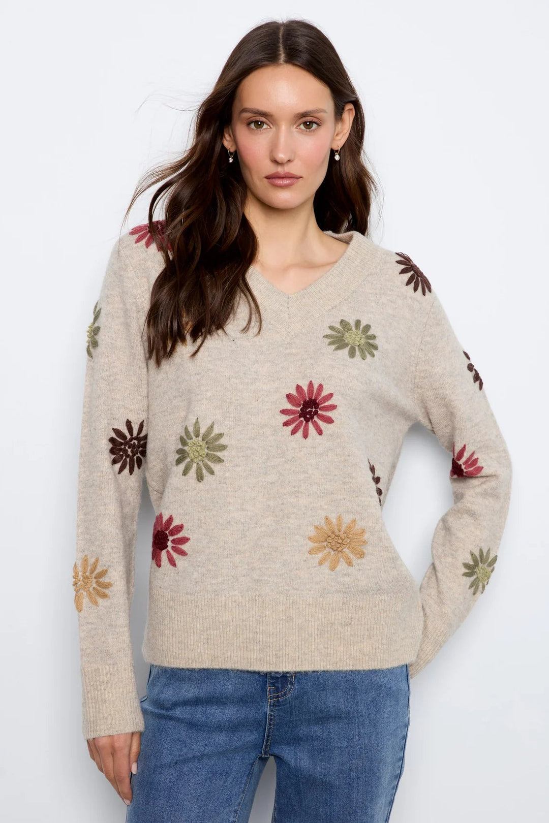 Floral Embroidered Long Sleeve Sweater