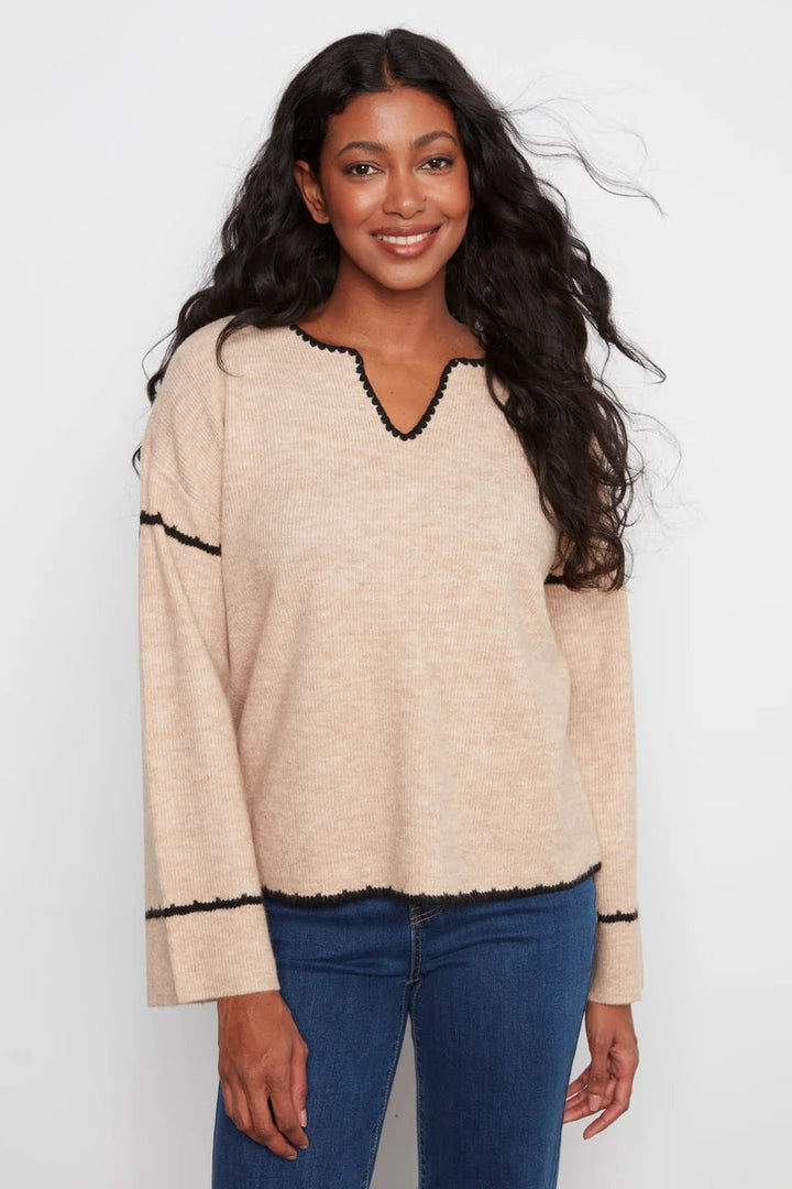 Drop Sleeve Embroidered Sweater