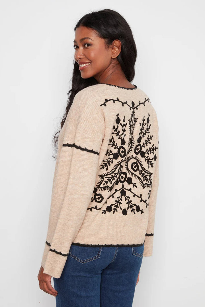 Drop Sleeve Embroidered Sweater