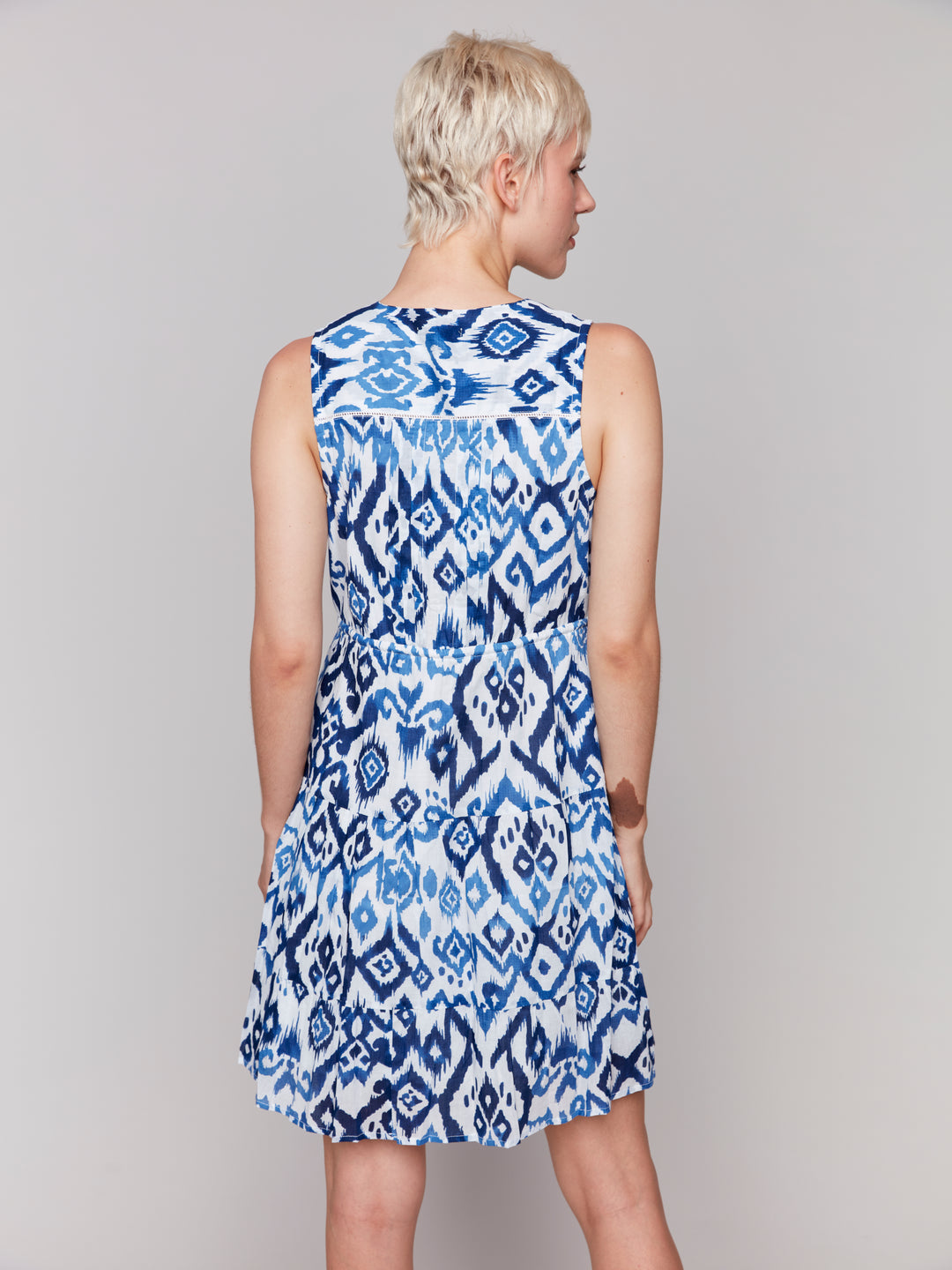 Printed Sleeveless Ruffled Dress - Ikat