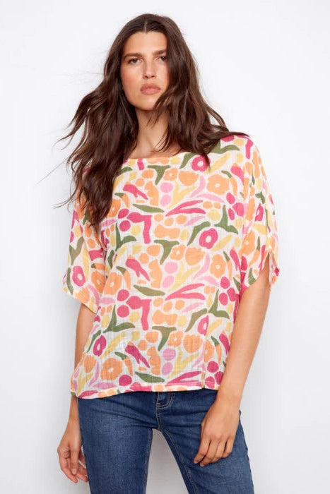 Printed Dolman Blouse