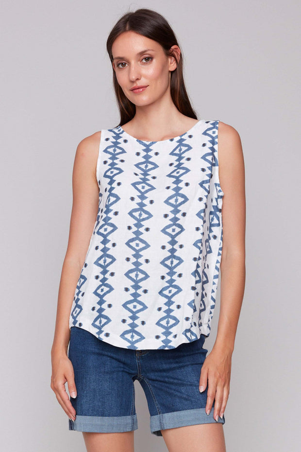 Geometric Print Sleeveless Top