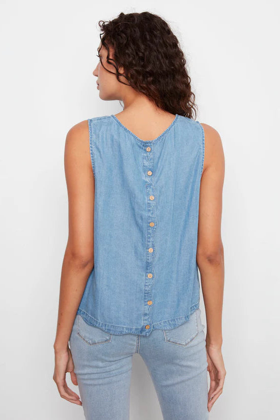 Sleeveless Top with Scallop Hem