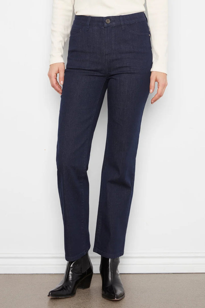 Straight Leg Twill Pant in Bleu Noir