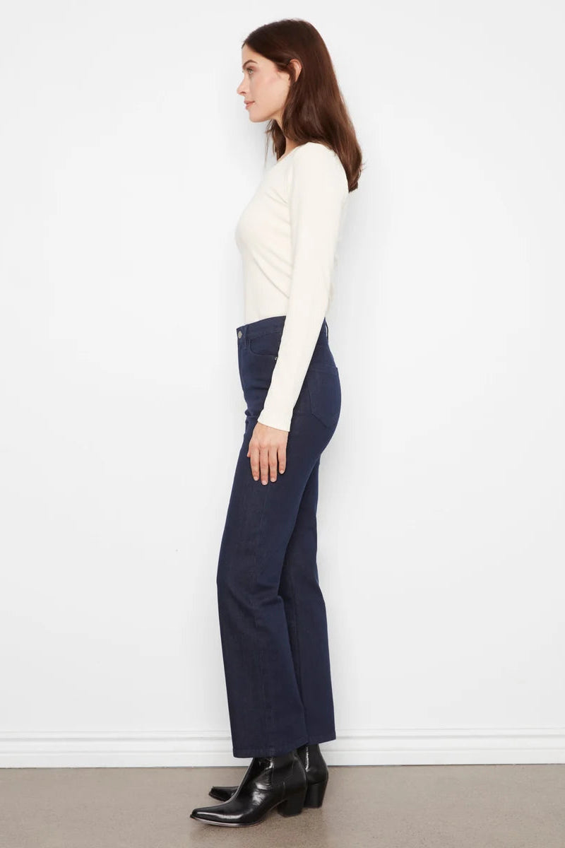 Straight Leg Twill Pant in Bleu Noir