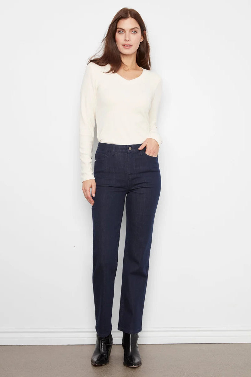 Straight Leg Twill Pant in Bleu Noir