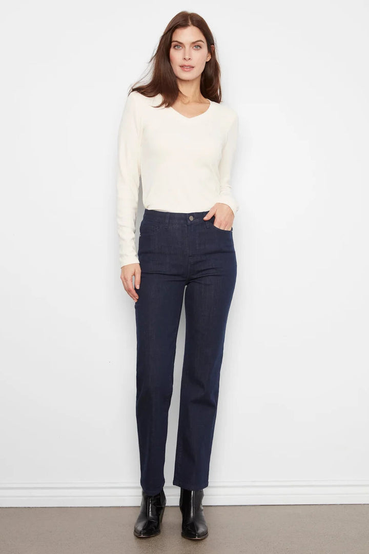 Straight Leg Twill Pant in Bleu Noir