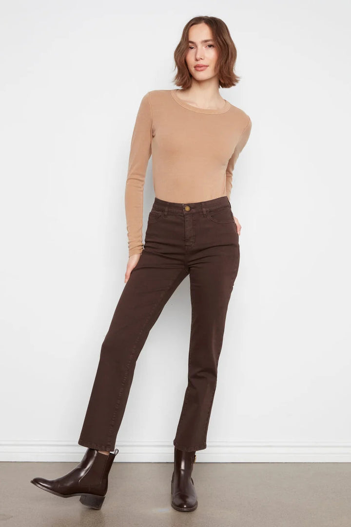 Straight Leg Twill Pant in Coffee