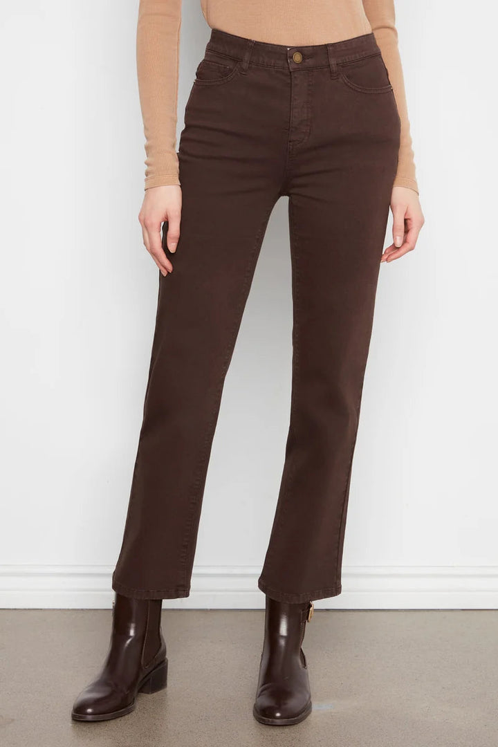 Straight Leg Twill Pant in Coffee