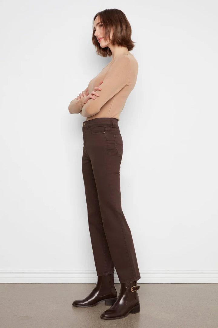 Straight Leg Twill Pant in Coffee