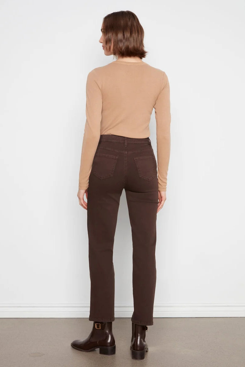 Straight Leg Twill Pant in Coffee