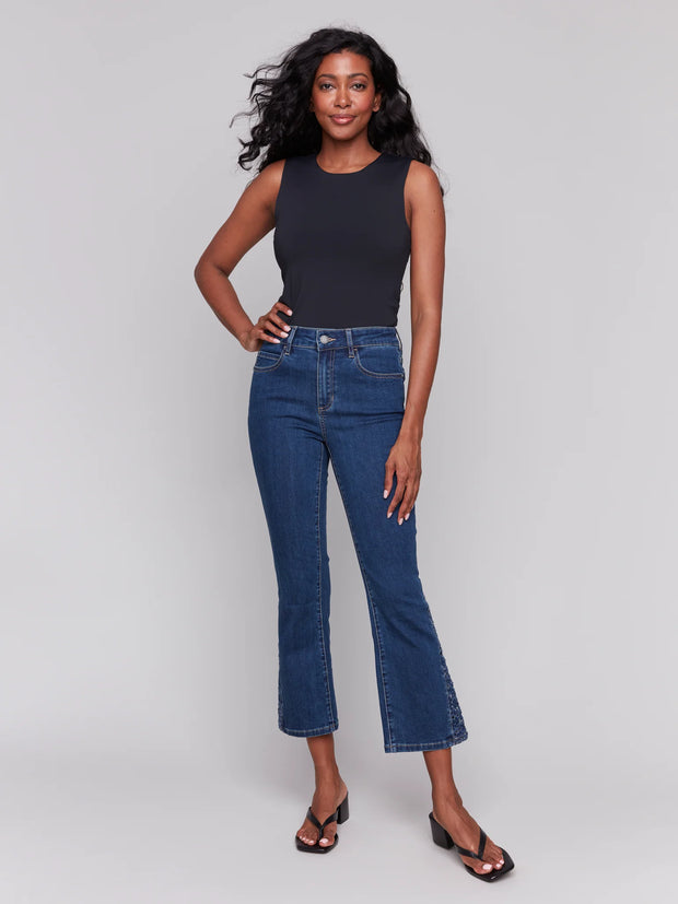 Lace Cuts Side Slim Pant