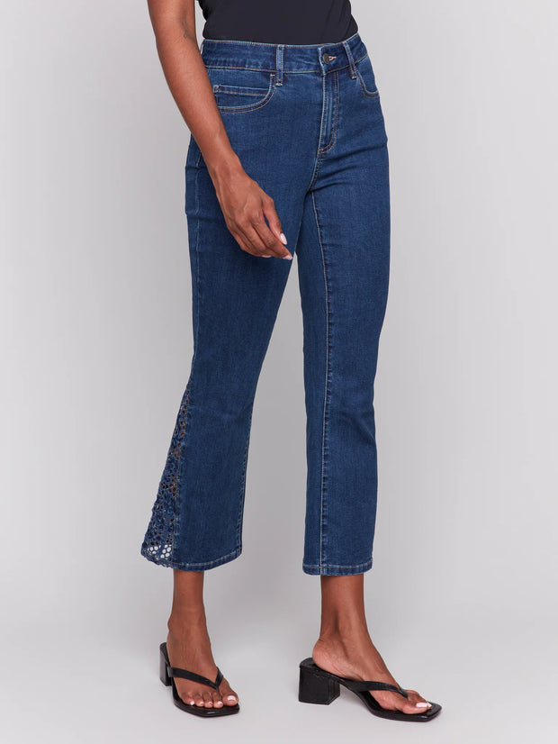 Lace Cuts Side Slim Pant