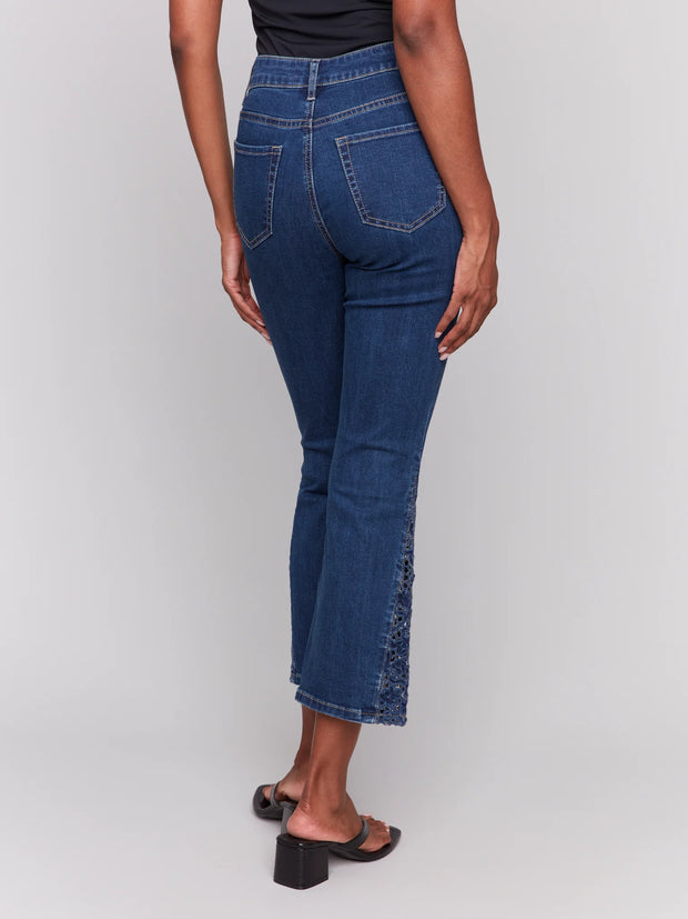 Lace Cuts Side Slim Pant