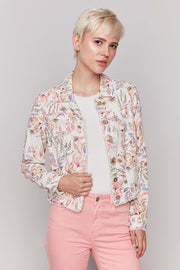 Printed Linen Blend Jacket - Tropical