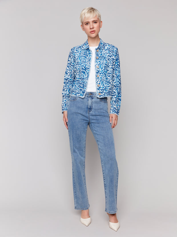 Printed Linen Blend Jacket - Reef