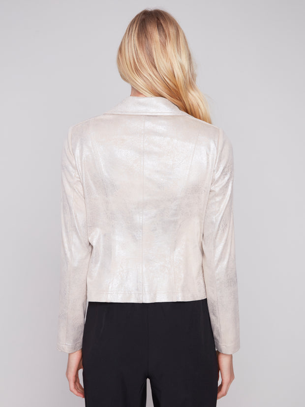 Pearlized Faux Leather Jacket