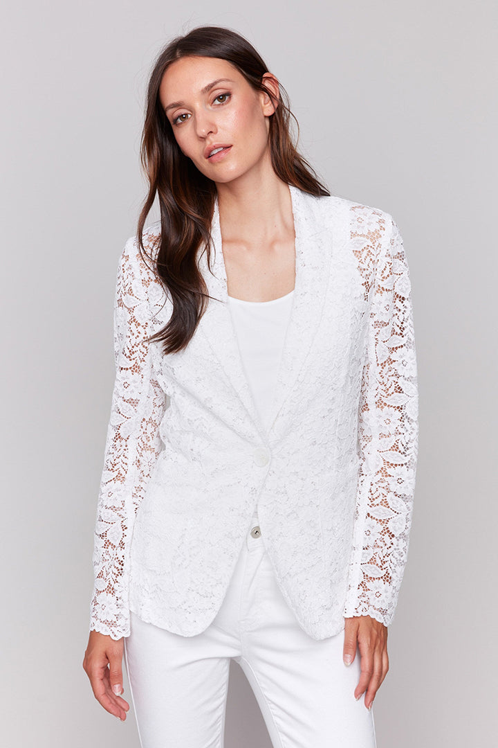 Lace Blazer in White