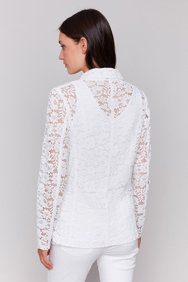 Lace Blazer in White