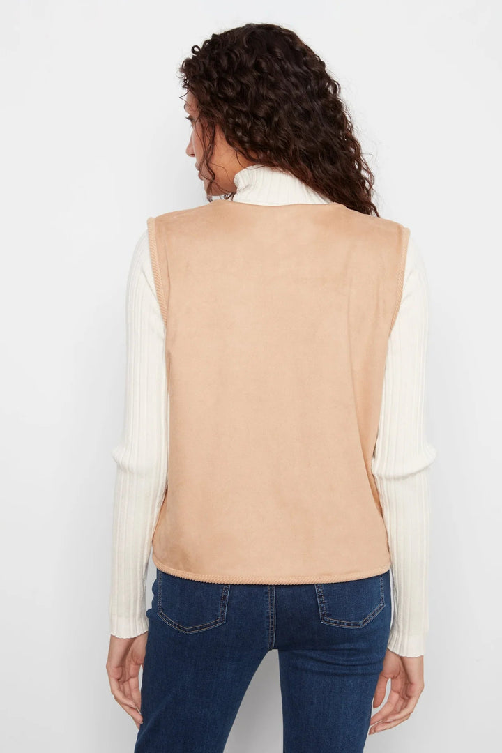 Reversible Sherpa Vest with Embroidered Florals