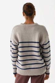 Boyfriend Stripe Sweater - Heather Taupe