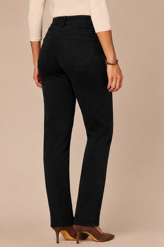 "Ab"solution® Mid-Rise Corduroy Straight Leg Pants in Black