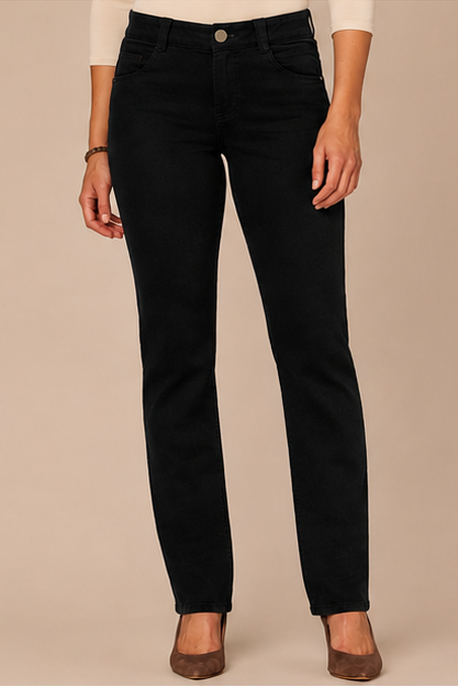 "Ab"solution® Mid-Rise Corduroy Straight Leg Pants in Black