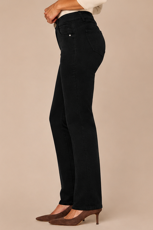 "Ab"solution® Mid-Rise Corduroy Straight Leg Pants in Black