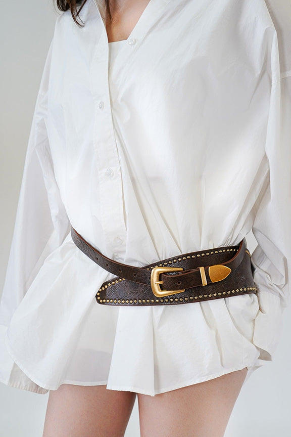 Avant Garde Wide Studded Western Belt