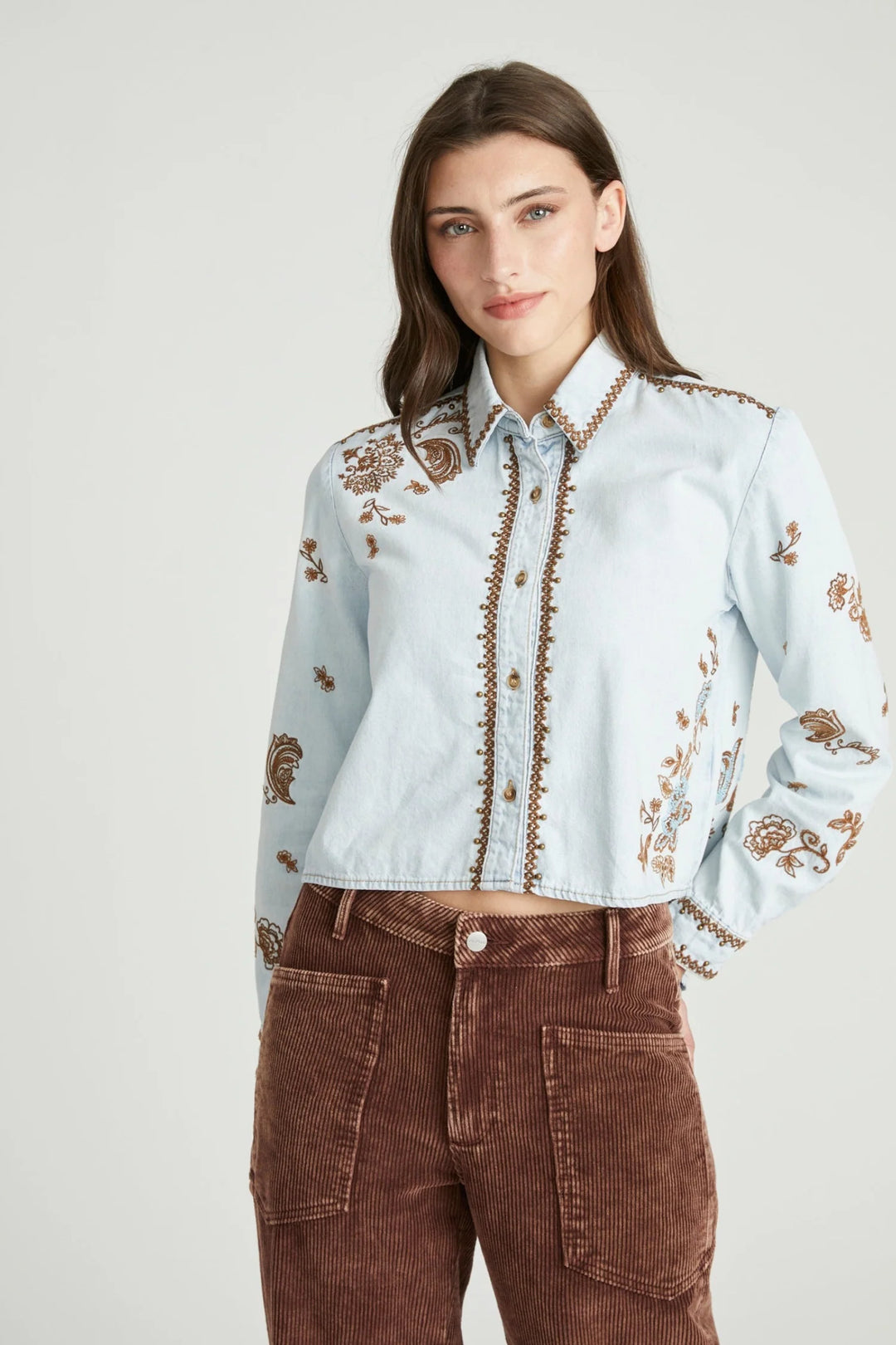 Embroidered Denim Shirt