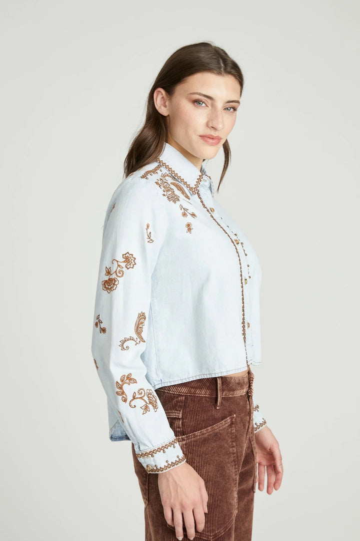 Embroidered Denim Shirt