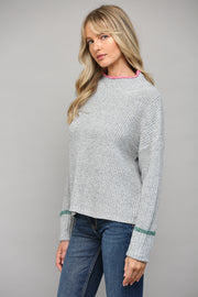 Contrast Mock Neck Sweater